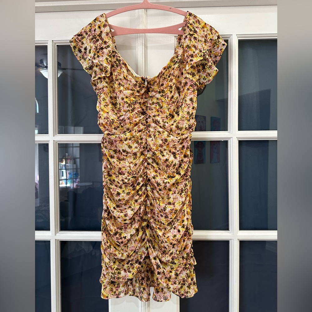 Astr The Label Blush Yellow Multi Color Mini Dress Back Zipper Size Medium - Picture 8 of 13